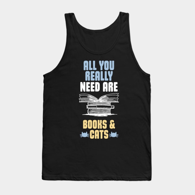 Best Cat Design | Books & Cats Tank Top by POD Anytime